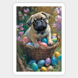 Pug Dog Easter Card Sticker